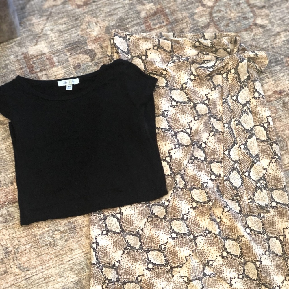 Snake Print Wrap Skirt